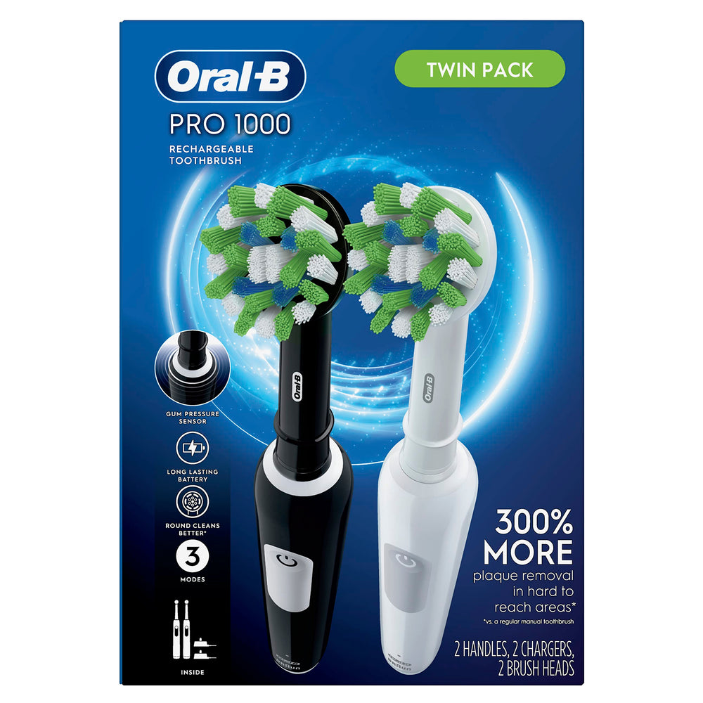 Oral-B Pro 1000 charger with LED indicator illustrating battery status and reliability