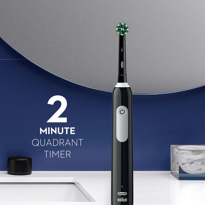 Oral-B Pro 1000 handle side view showing ergonomic grip and easy mode buttons
