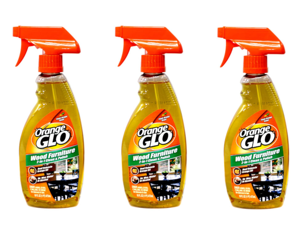 ORANGE GLO frente del pack de 3 botellas mostrando embalaje y ventaja de ahorro