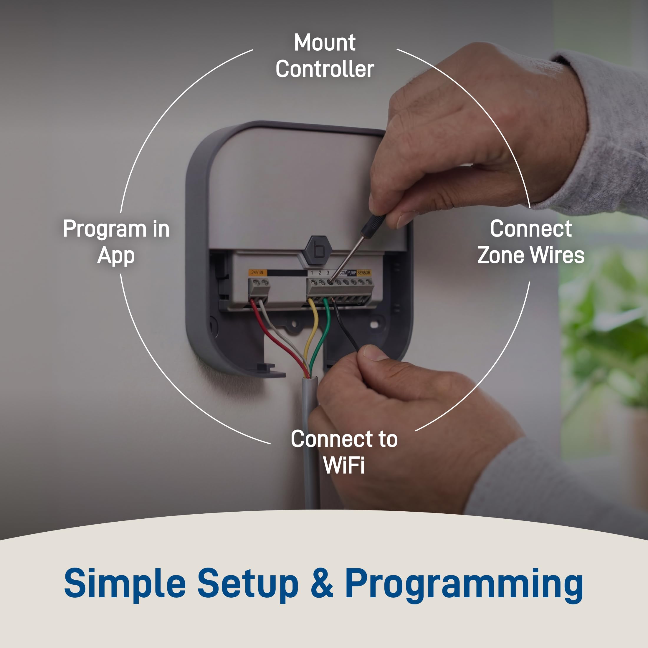 Orbit B-hyve being used to control a valve demonstrating manual override convenience