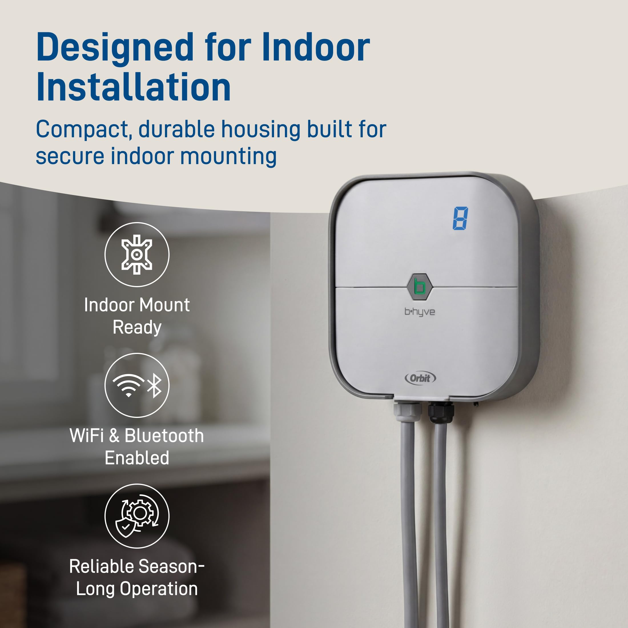 Orbit B-hyve unit label and specs close-up providing clear installation details