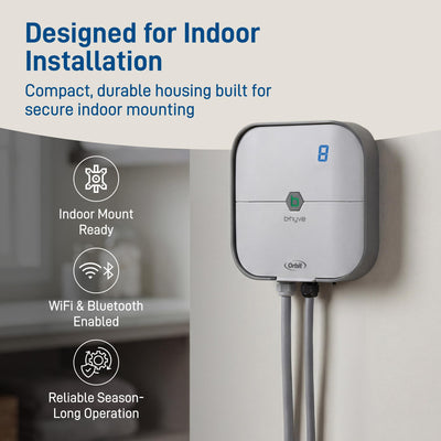 Orbit B-hyve unit label and specs close-up providing clear installation details