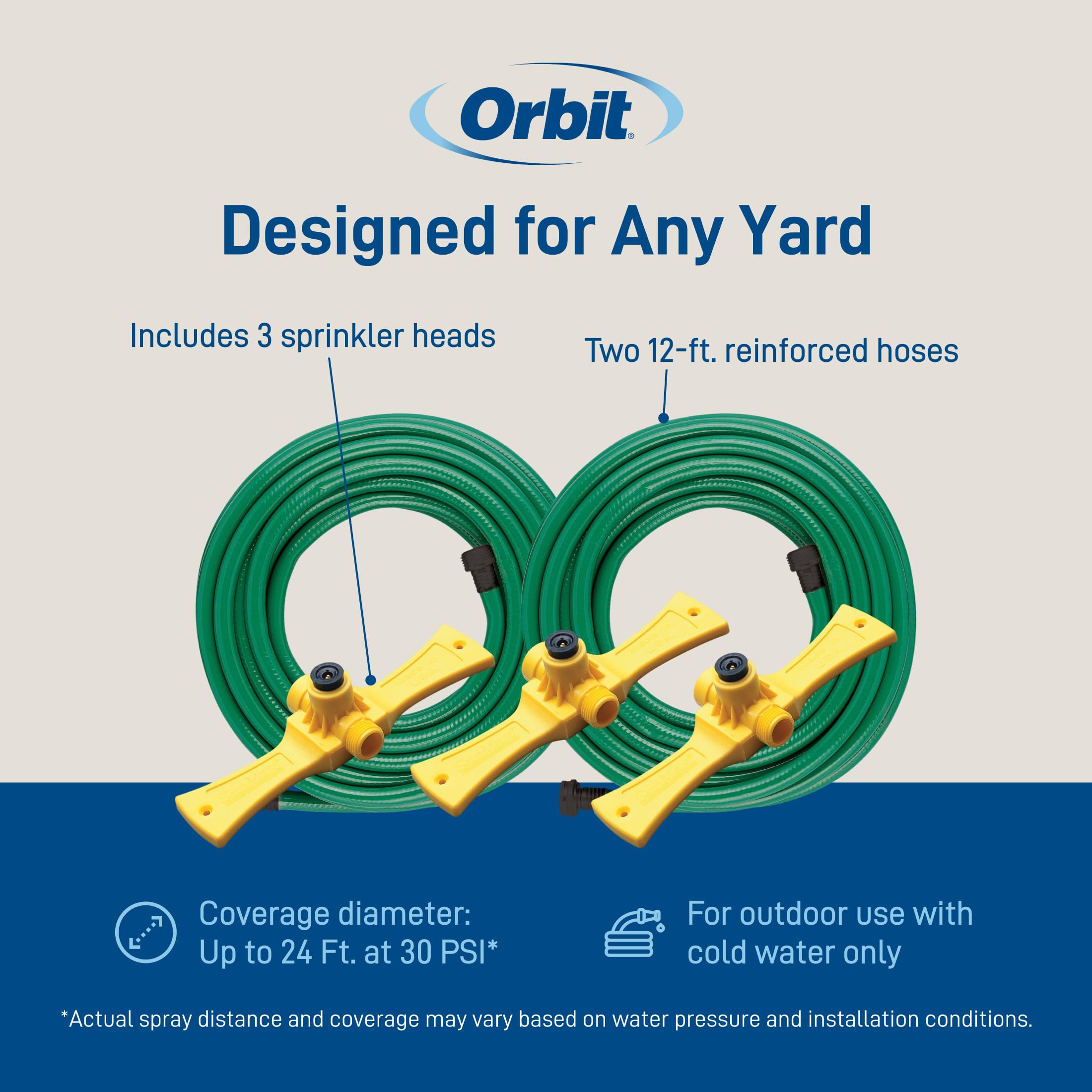 Orbit Port-A-Rain metal loop stake securing base for stable watering