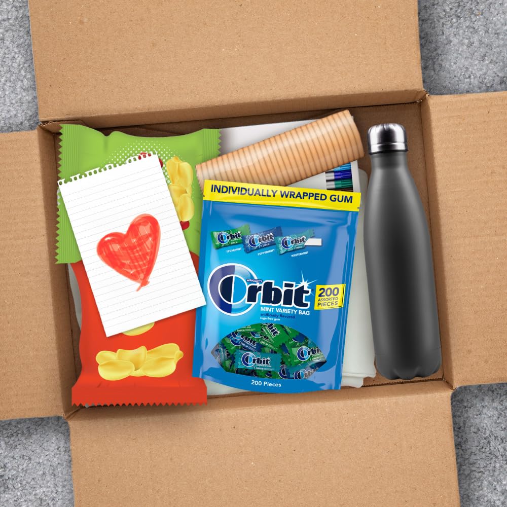 Orbit wintermint close-up showing crisp packaging to suggest invigorating breath boost