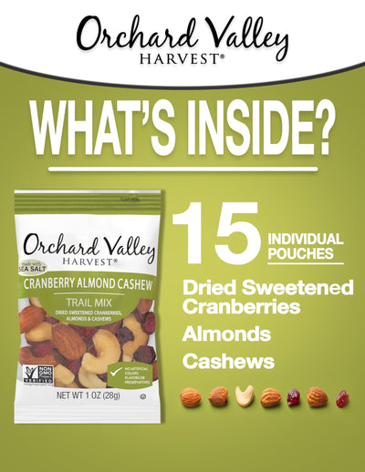 Orchard Valley Harvest primer plano de almendras y anacardos con textura crujiente