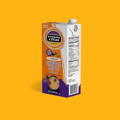 Oregon Chai on breakfast table lifestyle image showing quick café-style enjoyment