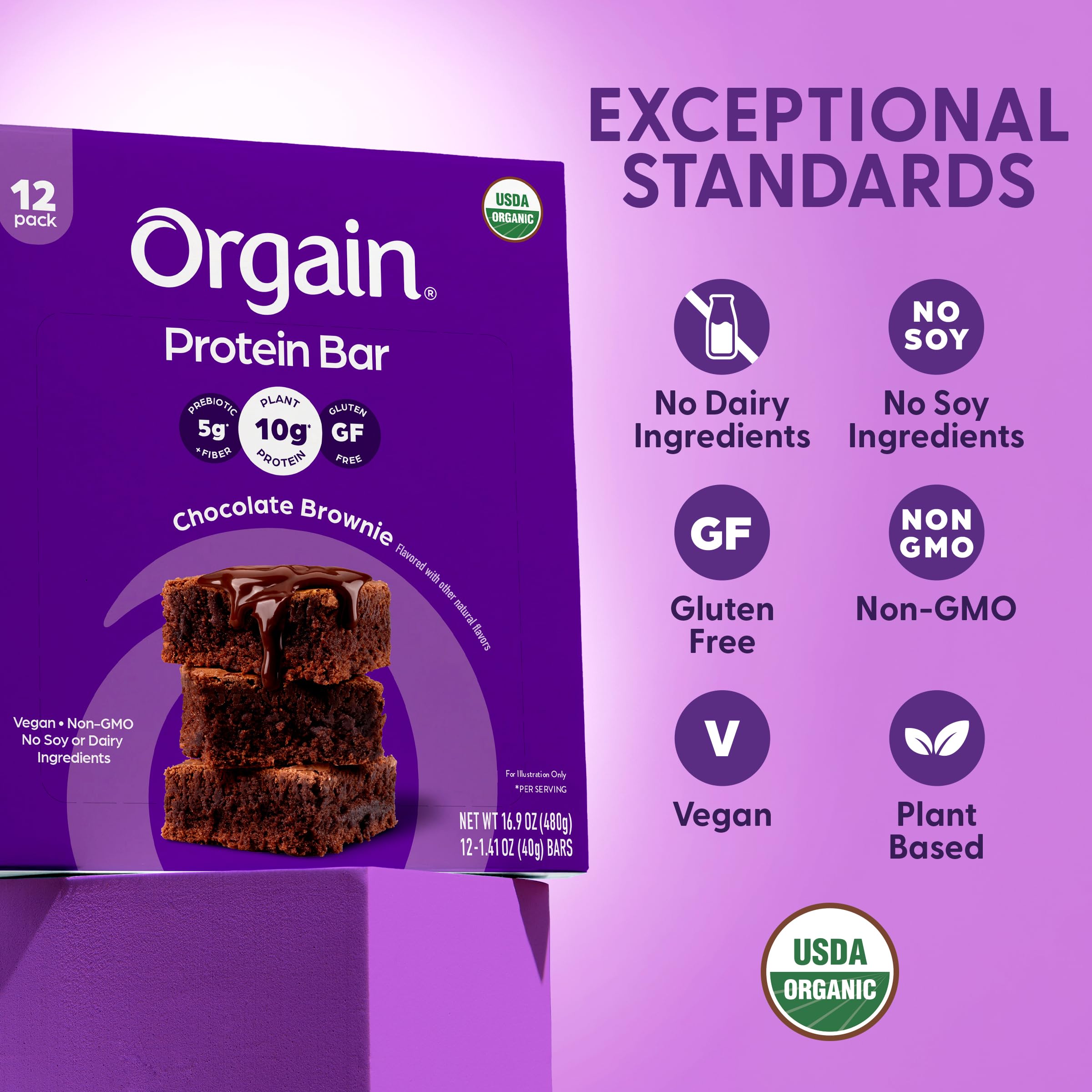 Orgain ingredientes principales arroz guisante chía resaltando proteína vegetal