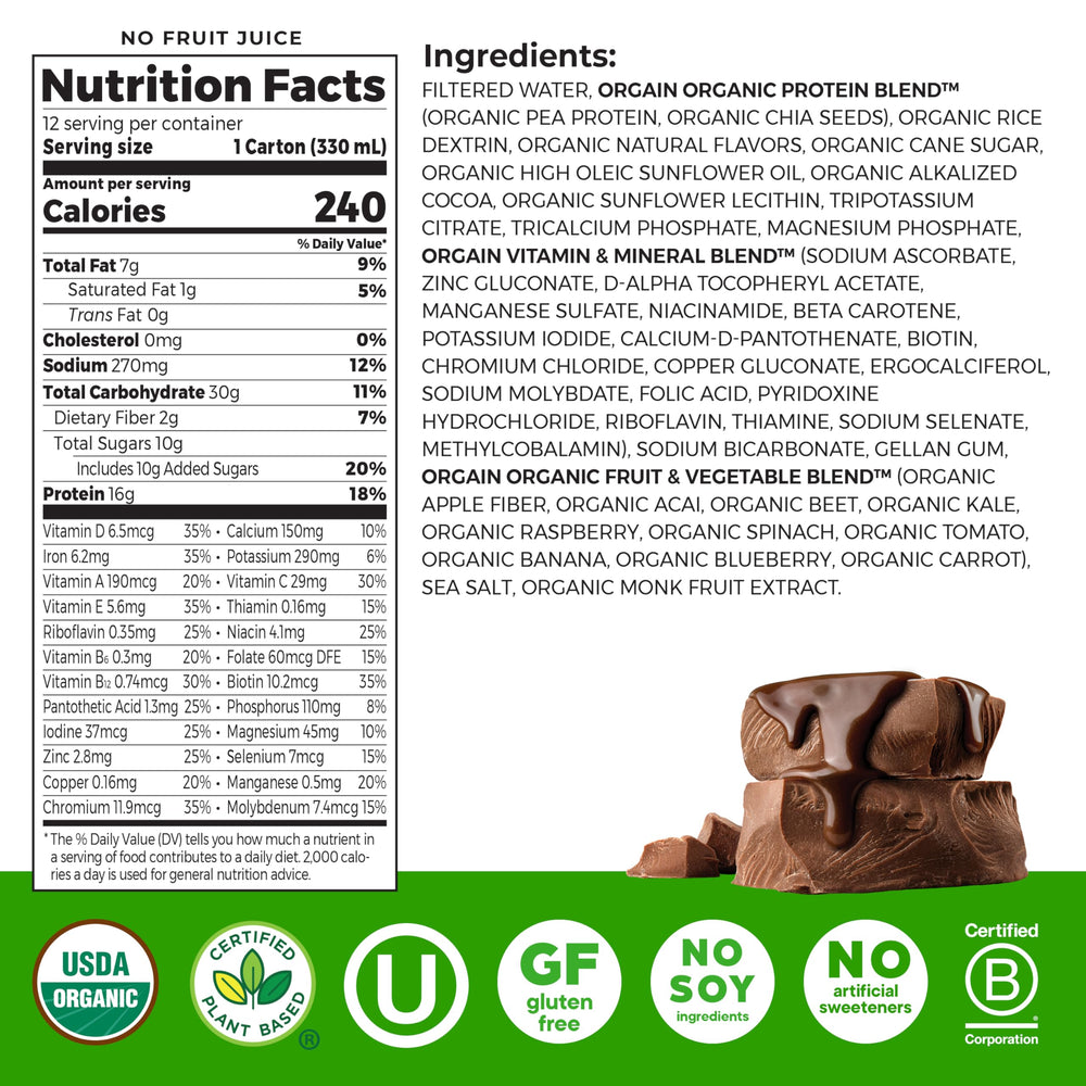 Orgain detalle de etiqueta con ingredientes orgánicos y claridad