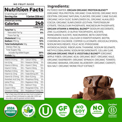 Orgain detalle de etiqueta con ingredientes orgánicos y claridad