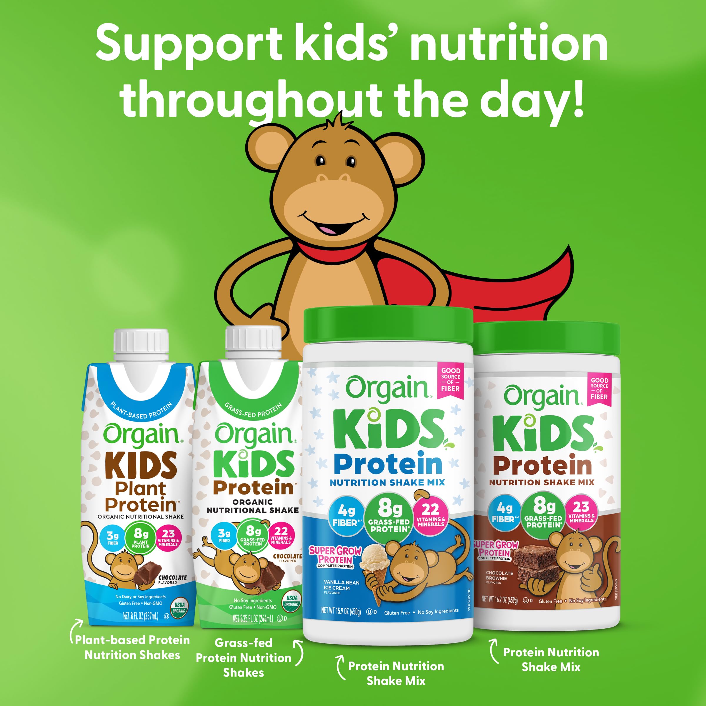 Orgain en mesa familiar durante merienda con niños activos