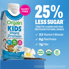 Orgain pouring shake into glass to show ready-to-drink use and kid-friendly serving benefit