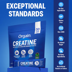 Orgain creatina mezclada en vaso mostrando disolución sin grumos