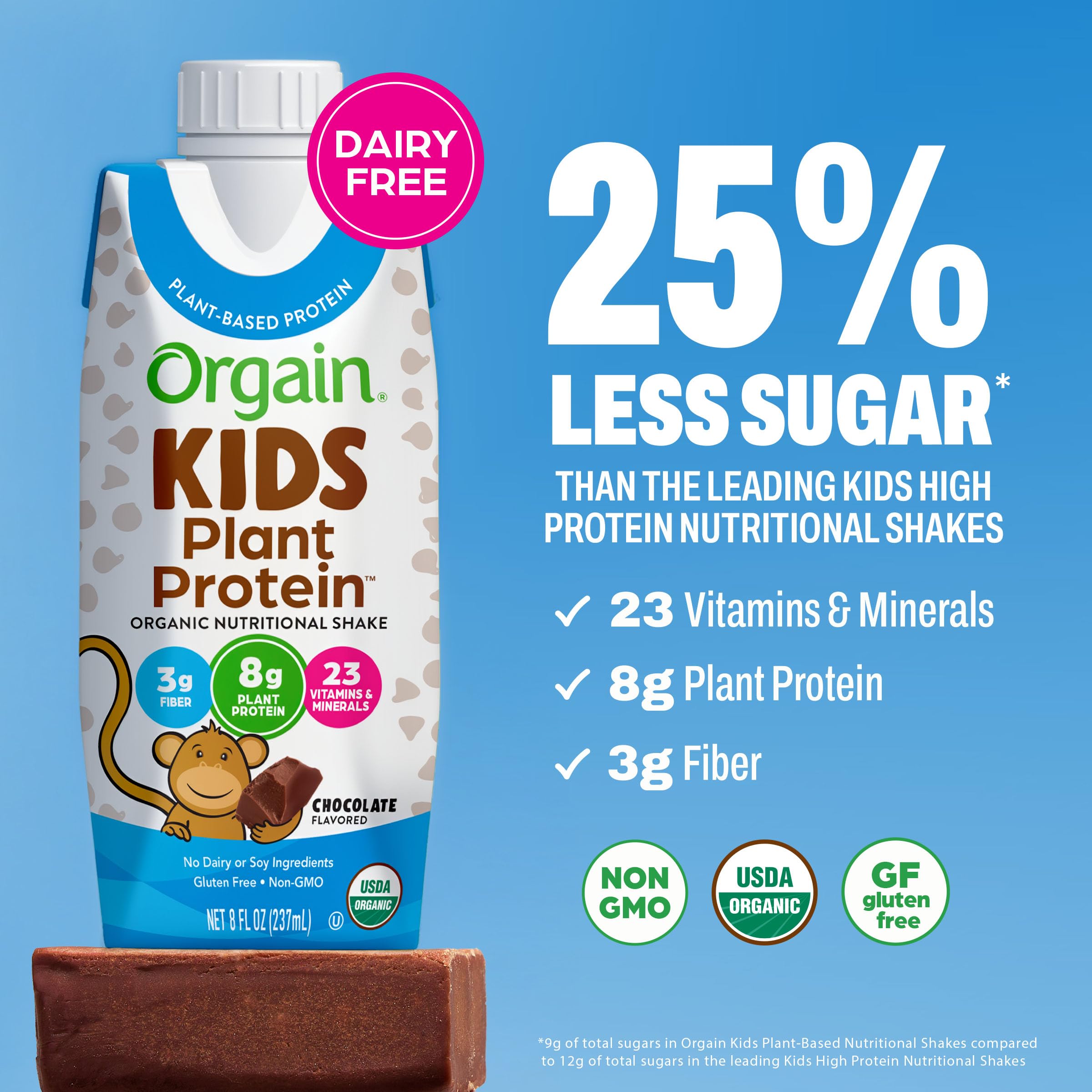 Orgain textura cremosa de batido chocolate para aceptación infantil