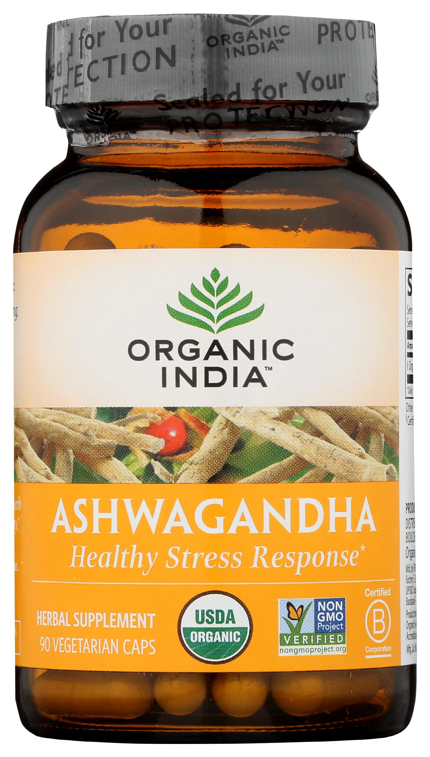 ORGANIC INDIA persona tomando cápsula por la mañana para energía diaria
