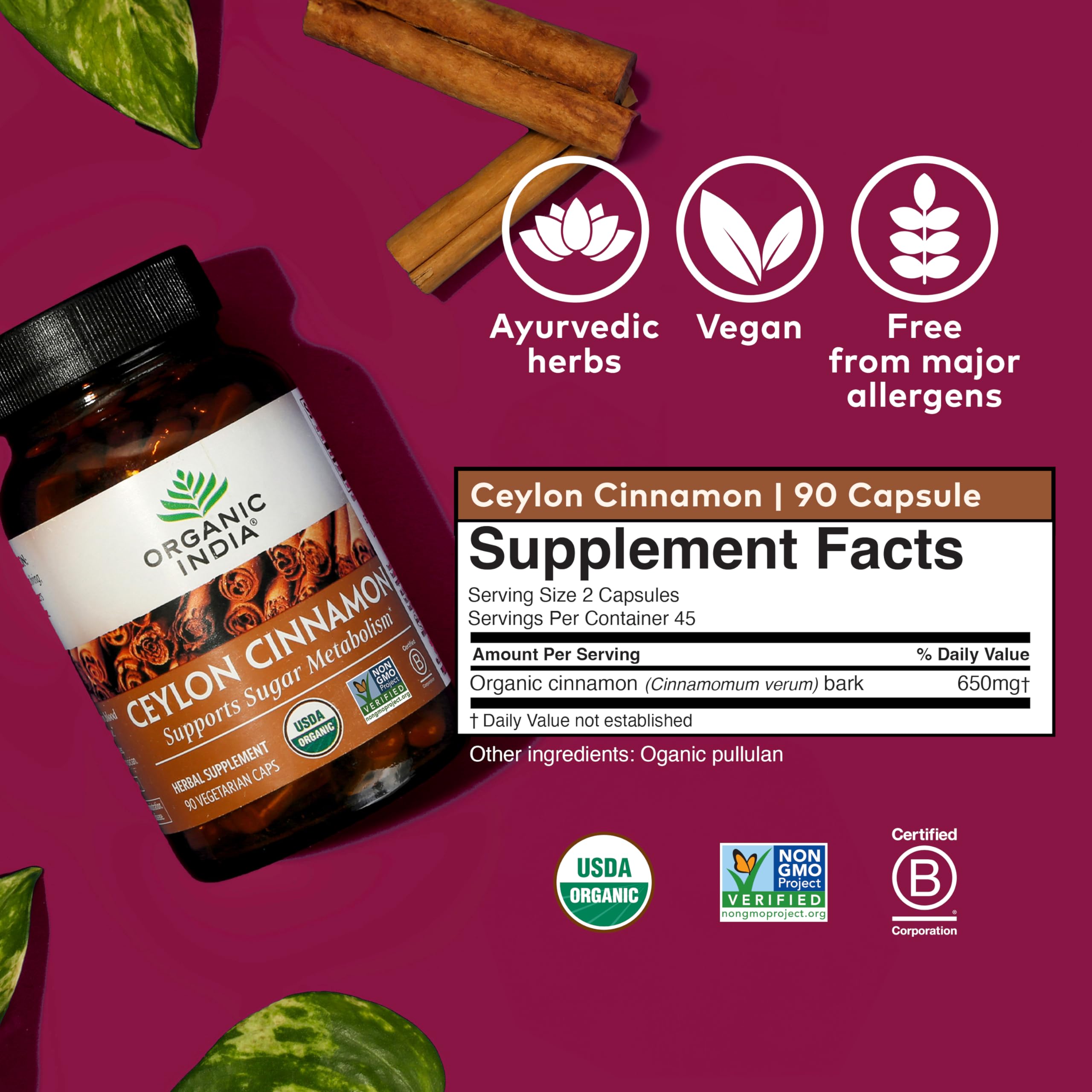 ORGANIC INDIA cápsula en mano muestra tamaño y confortable toma