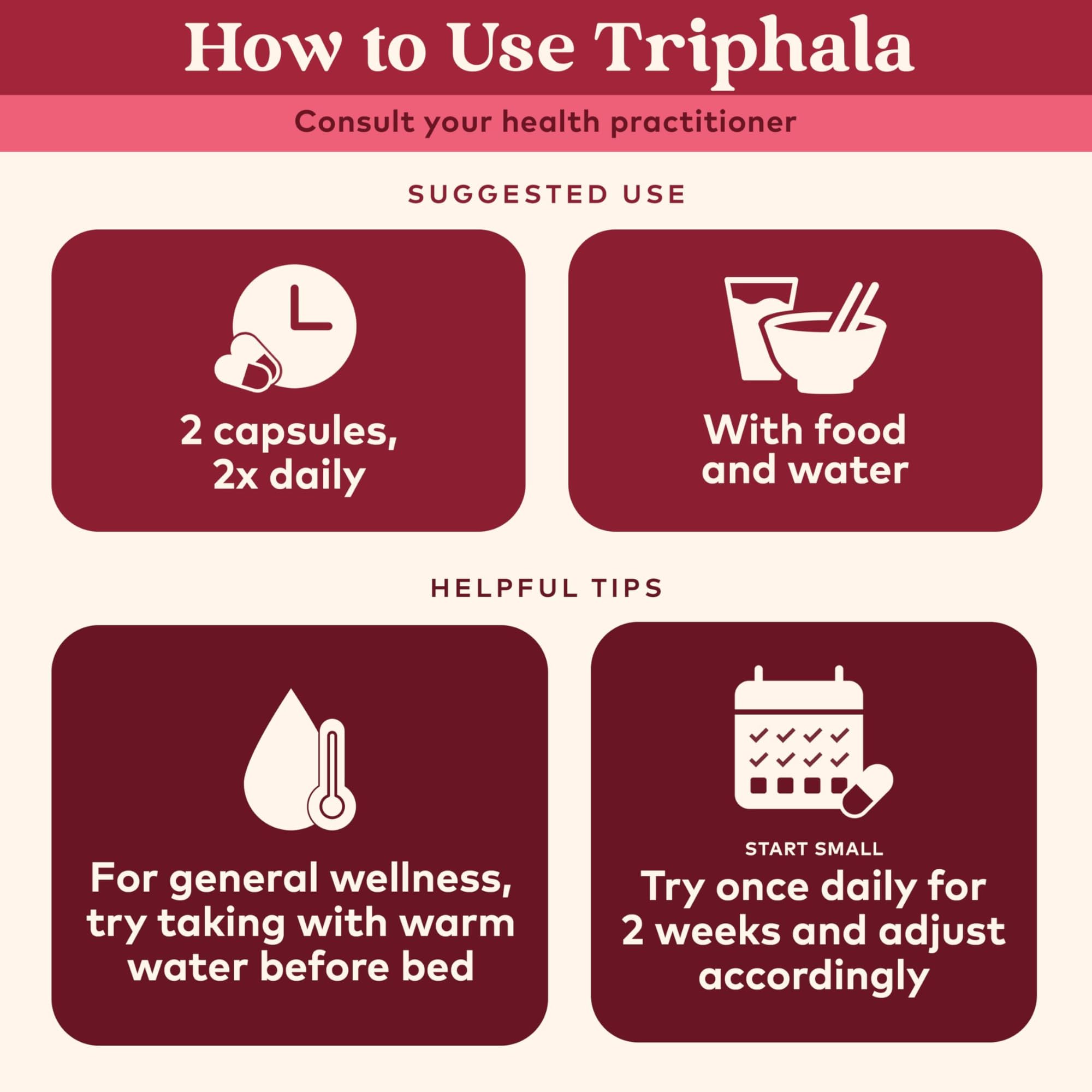 Cápsula de Triphala en mano mostrando tamaño práctico y fácil consumo