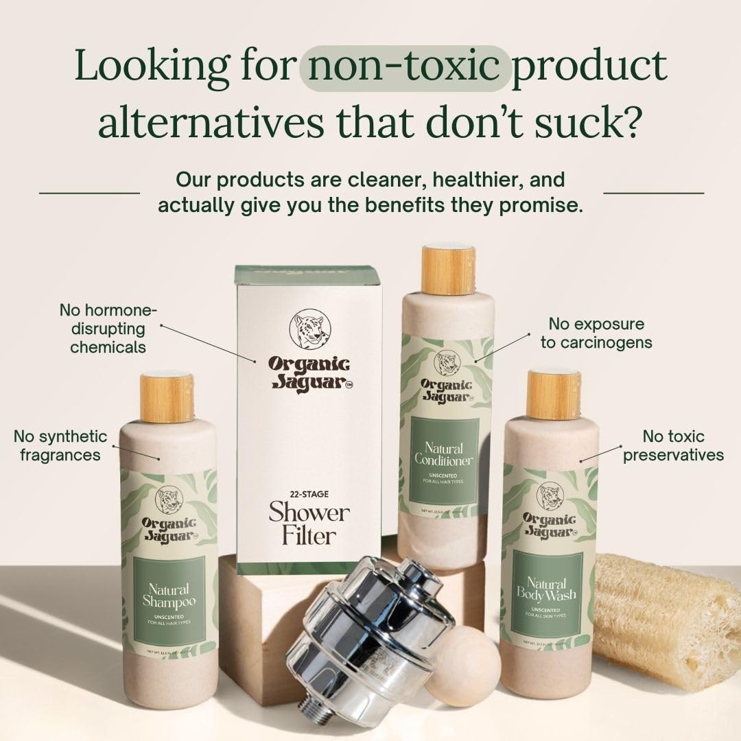 Organic Jaguar champú aplicado en cabello en la ducha, uso diario cómodo
