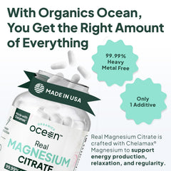 Organics Ocean frasco junto a una regla para comparar tamaño práctico