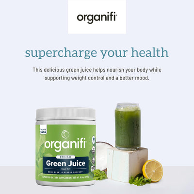 Organifi green drink in glass demonstrating refreshing look and fast prep