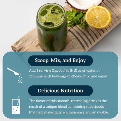 Organifi serving blended into smoothie to boost plant nutrients in meals