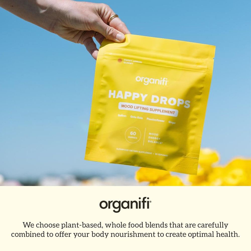 Organifi gominolas en ambiente relajado con limón para sabor refrescante