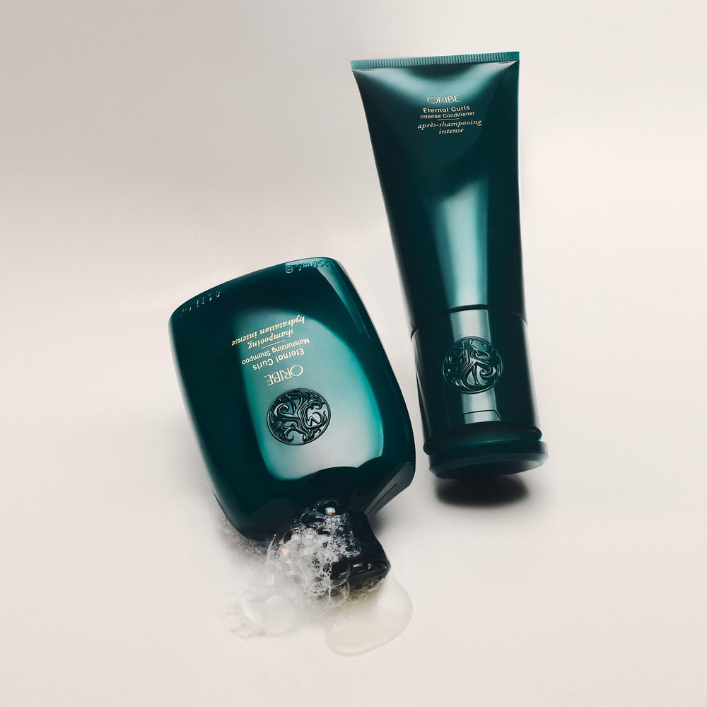 ORIBE before and after hair comparison showing smoother curls benefit