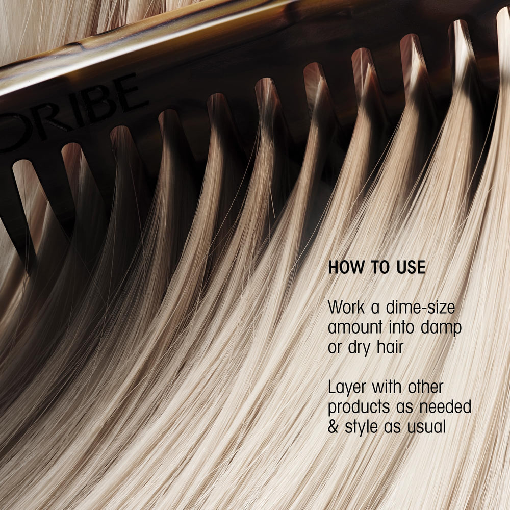 Oribe Hair Alchemy packaging label highlighting ingredients and claims