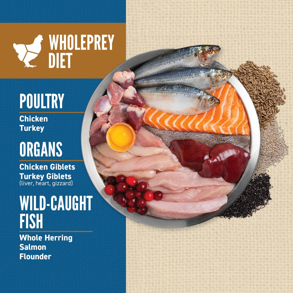 ORIJEN fresh chicken and turkey ingredients highlighting protein quality
