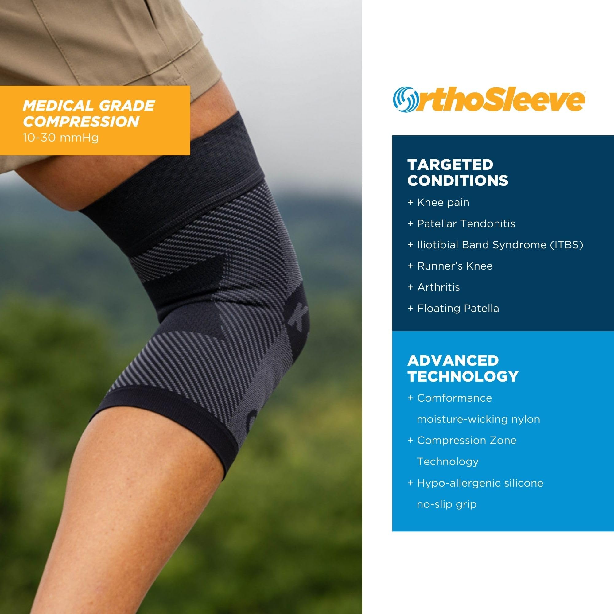 OrthoSleeve KS7 textura del tejido que mejora transpiración y ajuste