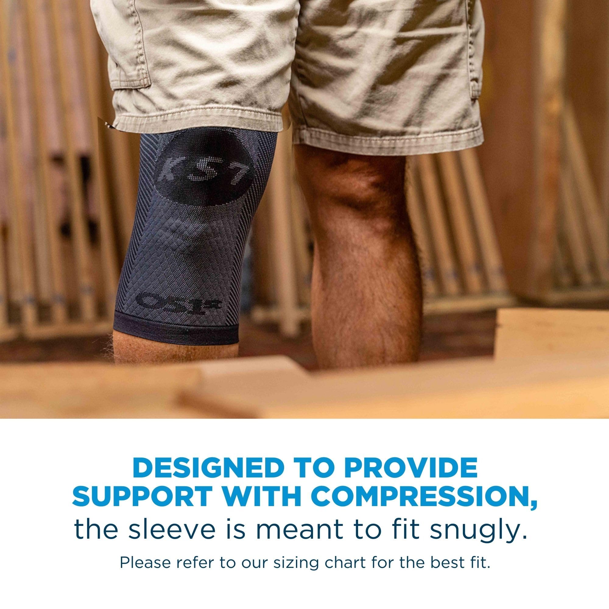 OrthoSleeve KS7 vista lateral mostrando ajuste alrededor de la rótula