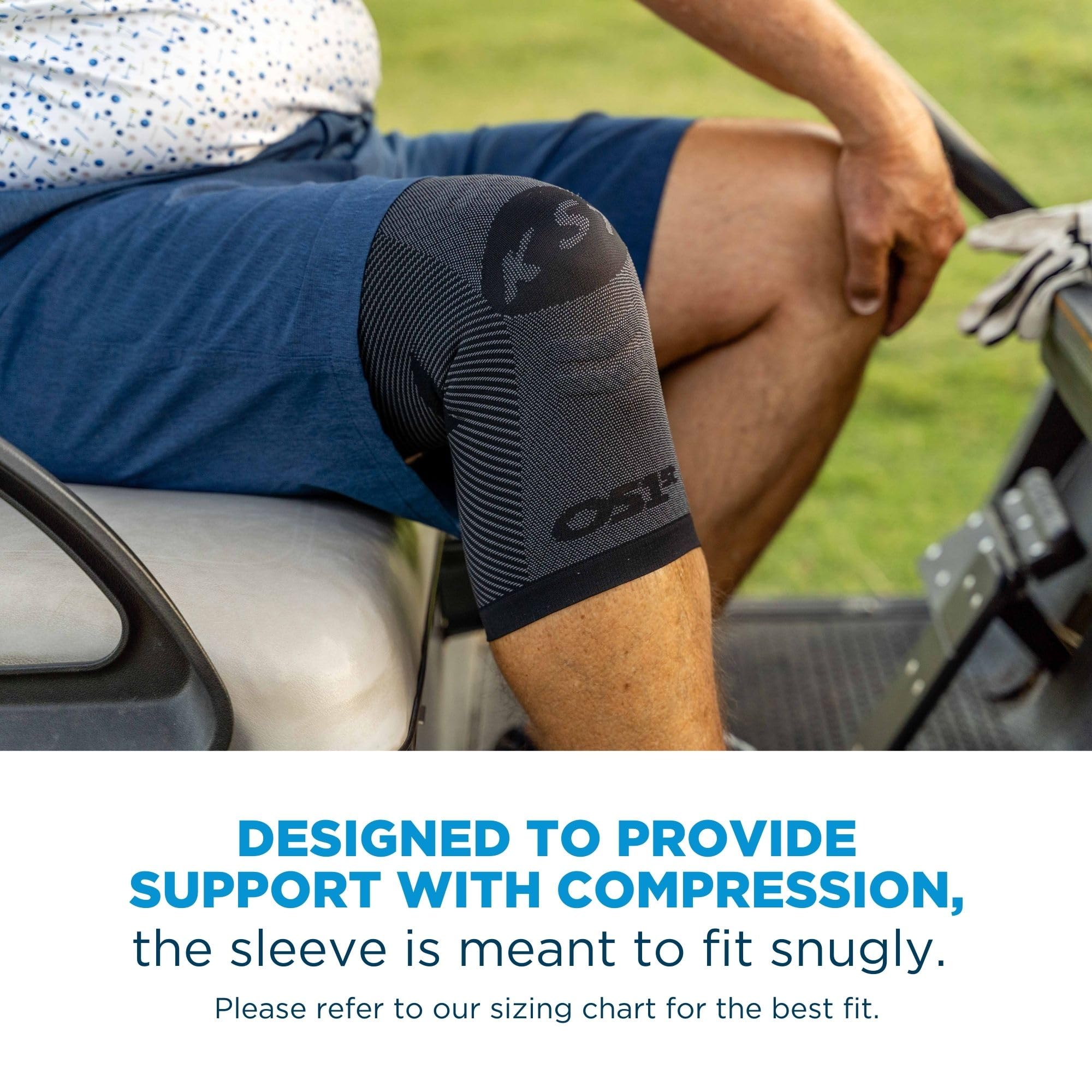 OrthoSleeve KS7 vista lateral sobre la rótula mostrando ajuste y soporte focalizado