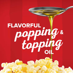 Orville Redenbacher's primer plano del aceite con textura brillante, mejora sabor
