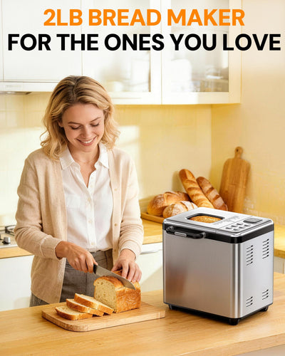 OSIPOTO size scale comparison showing 2LB loaf capacity for family meals