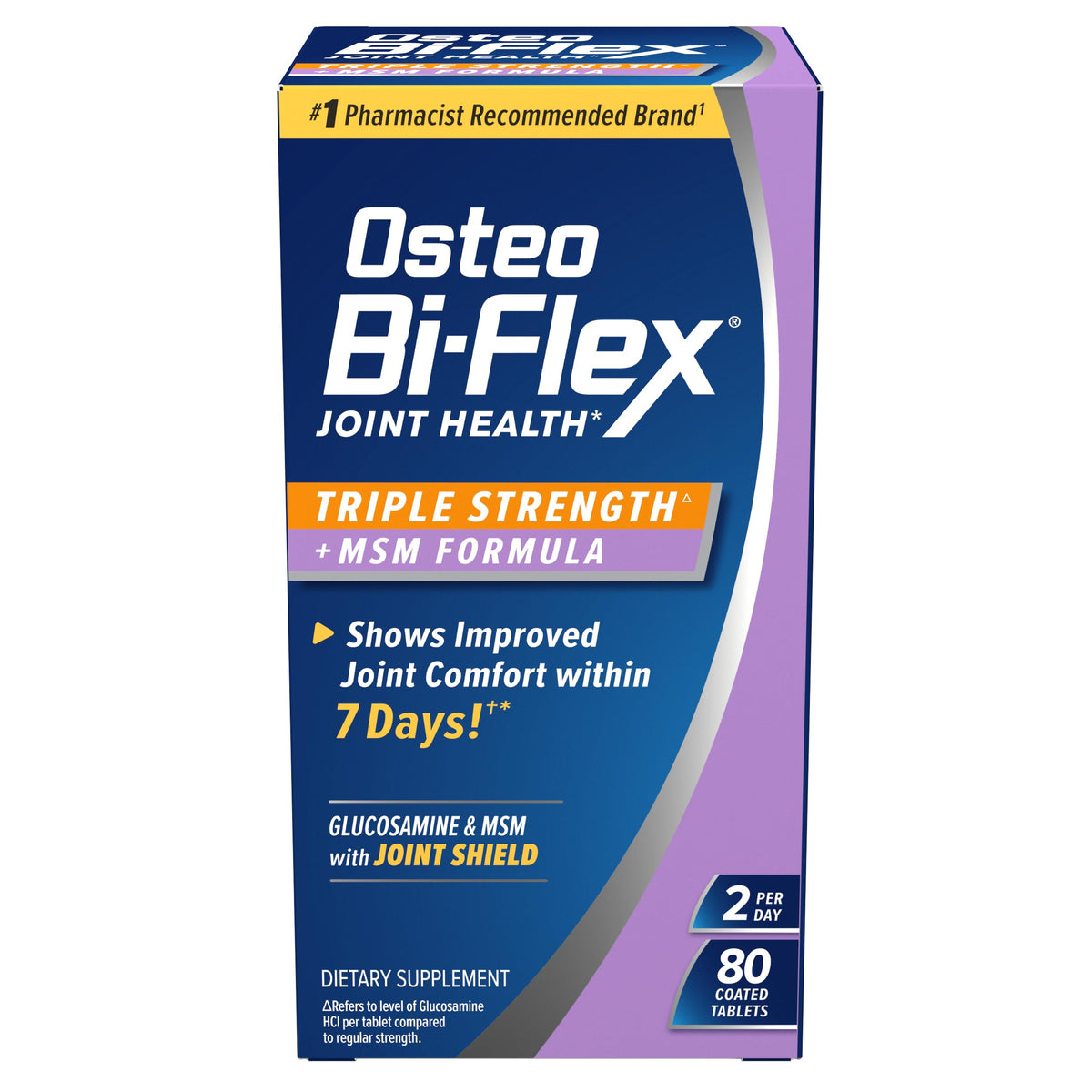 Osteo Bi-Flex imagen frontal del envase mostrando 80 tabletas y beneficios