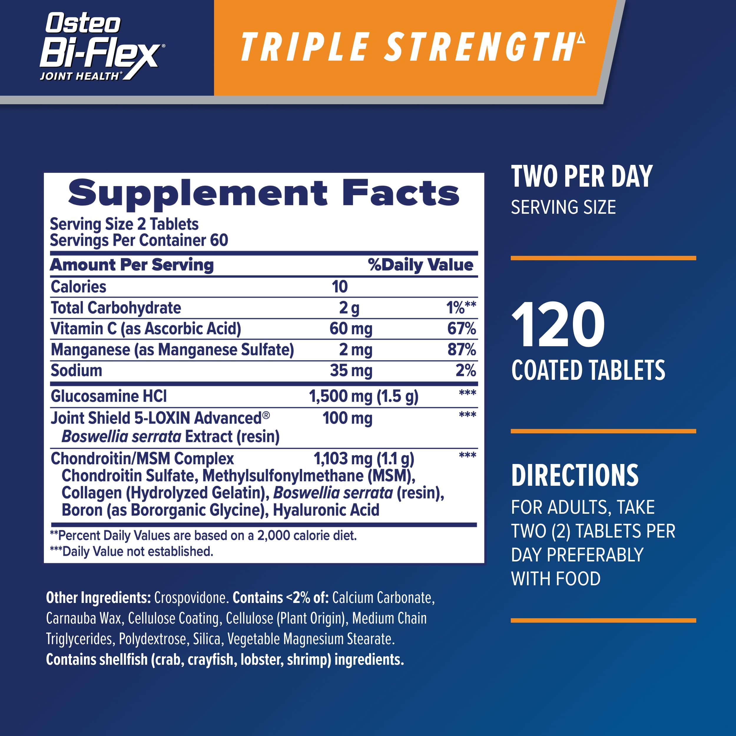 Osteo Bi-Flex primer plano de comprimido recubierto para fácil ingestión