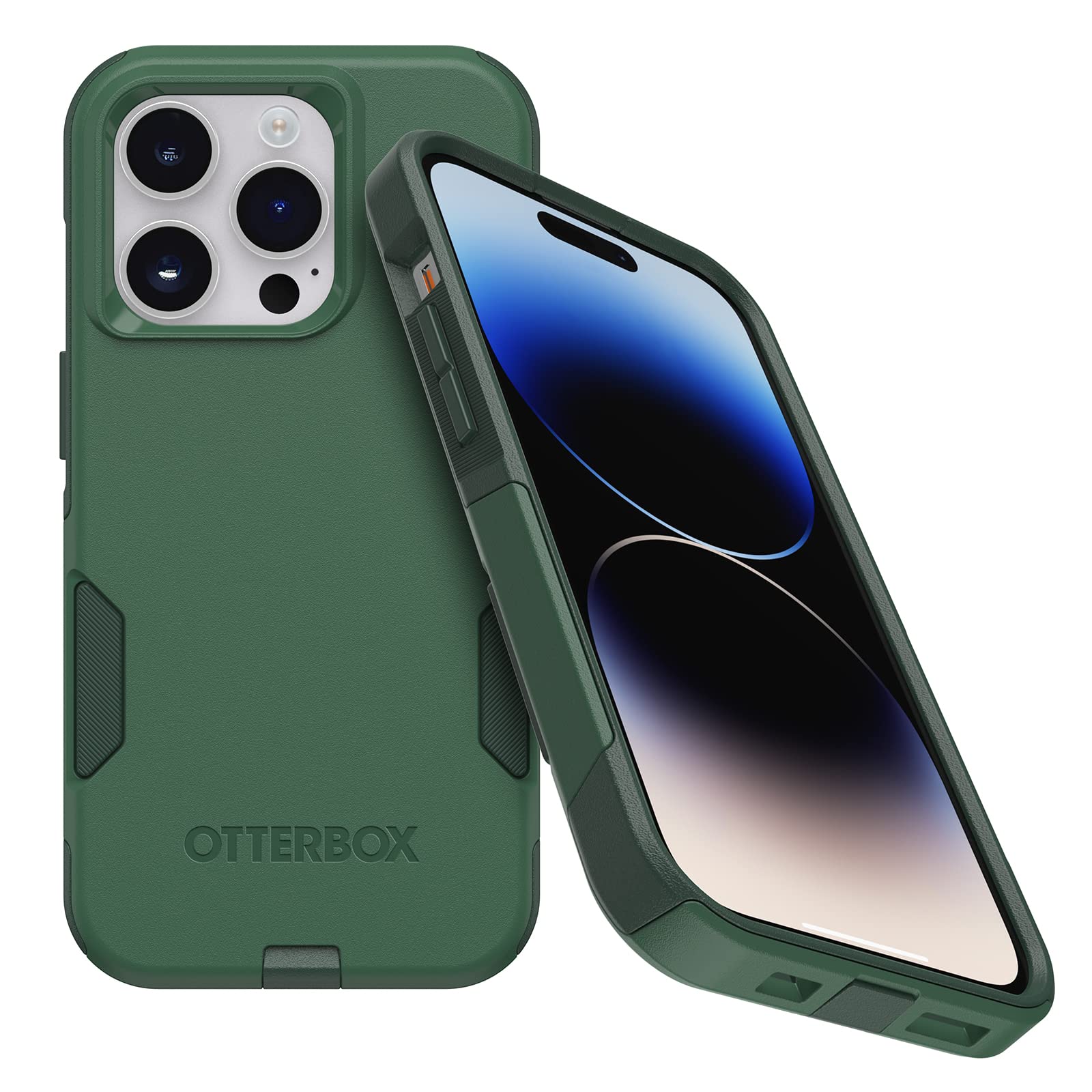 OtterBox Commuter vista frontal en verde Trees Company, protección elegante
