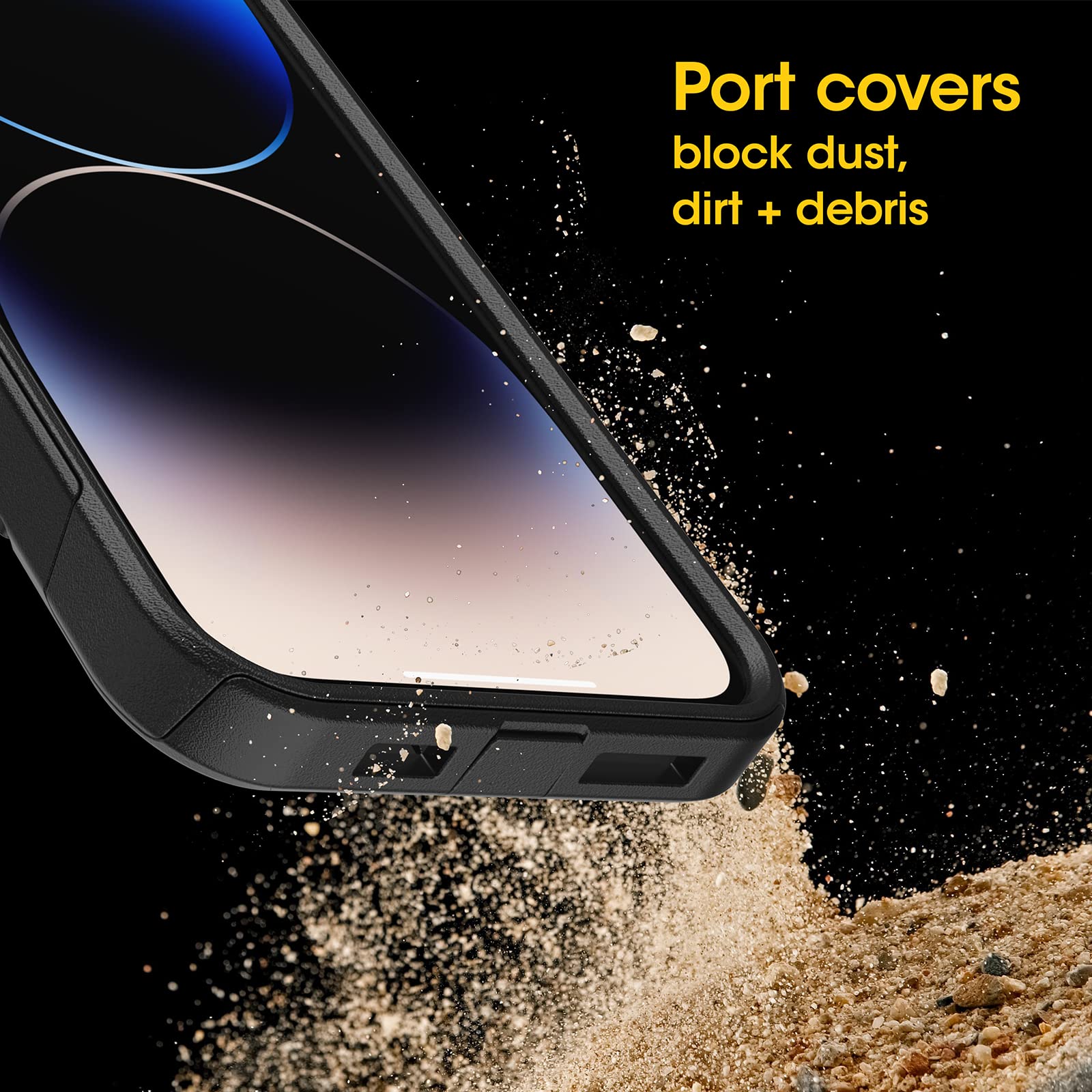 OtterBox puertos con tapas protegen contra polvo y suciedad