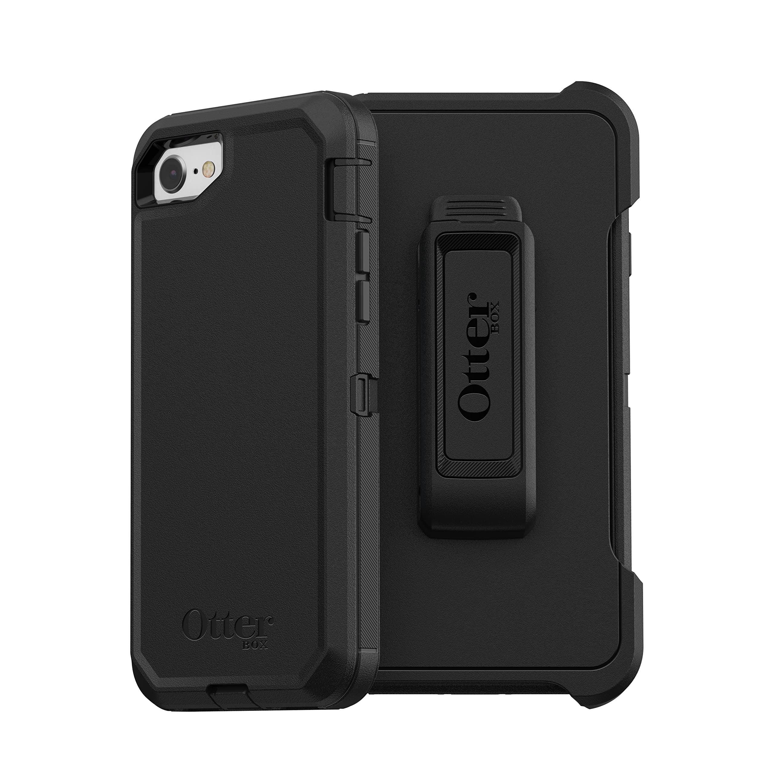 OtterBox vista frontal de la funda negra mostrando cobertura completa y protección