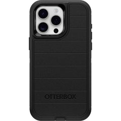 OtterBox Defender frontal para iPhone 15 Pro Max mostrando ajuste preciso y protección completa