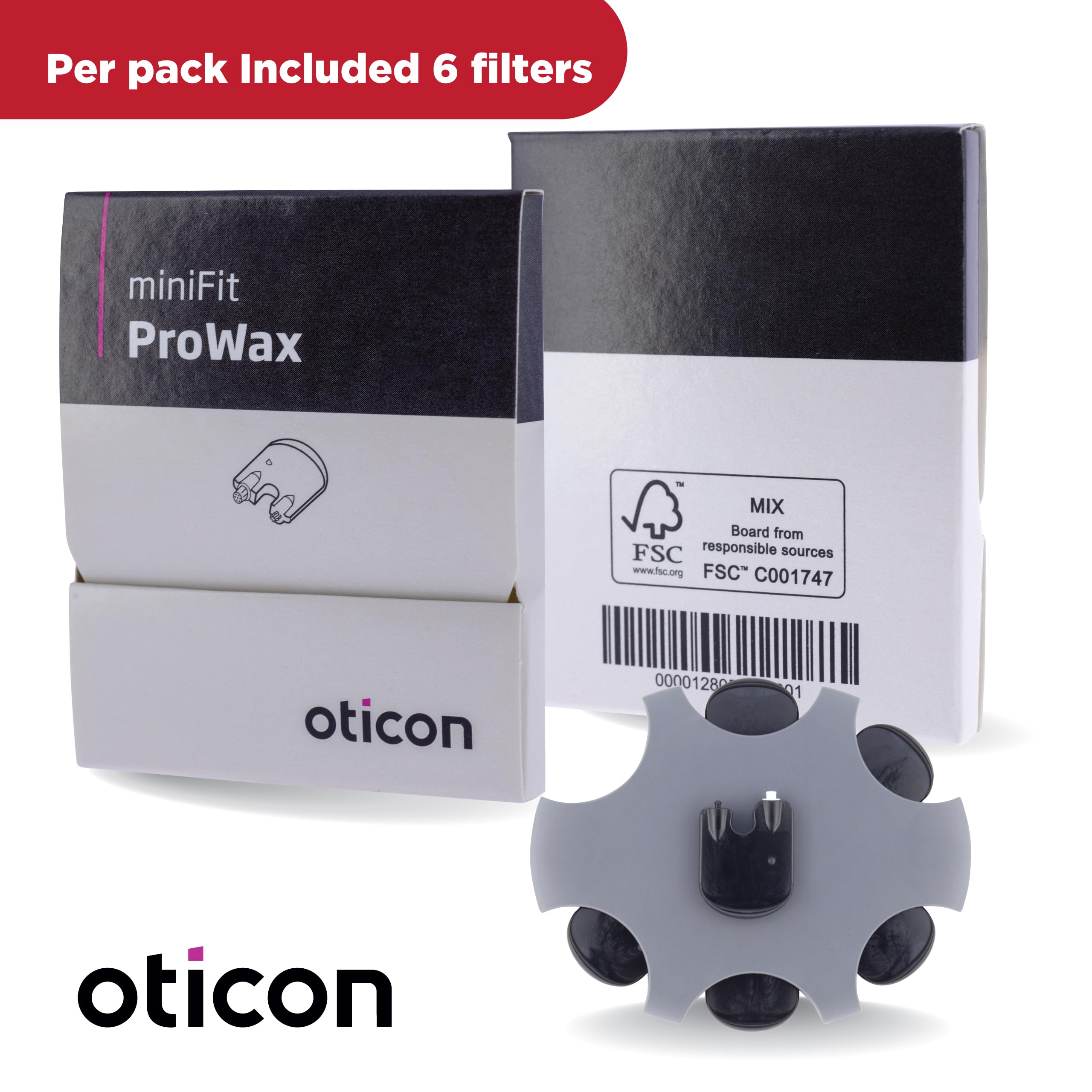 Otto Tech Oticon filtro Minifit sostenido en mano para comparar tamaño y facilidad uso