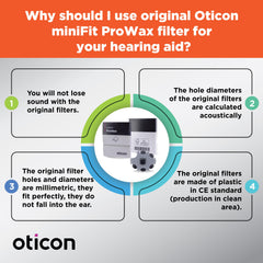 Otto Tech Oticon cambio de filtro Minifit en receptor de audífono demostrando instalación segura