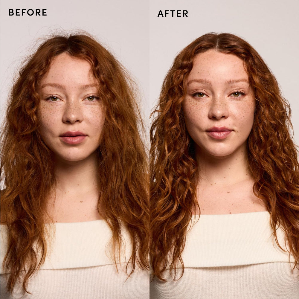 OUAI being applied to damp hair showing detangling and prep benefits