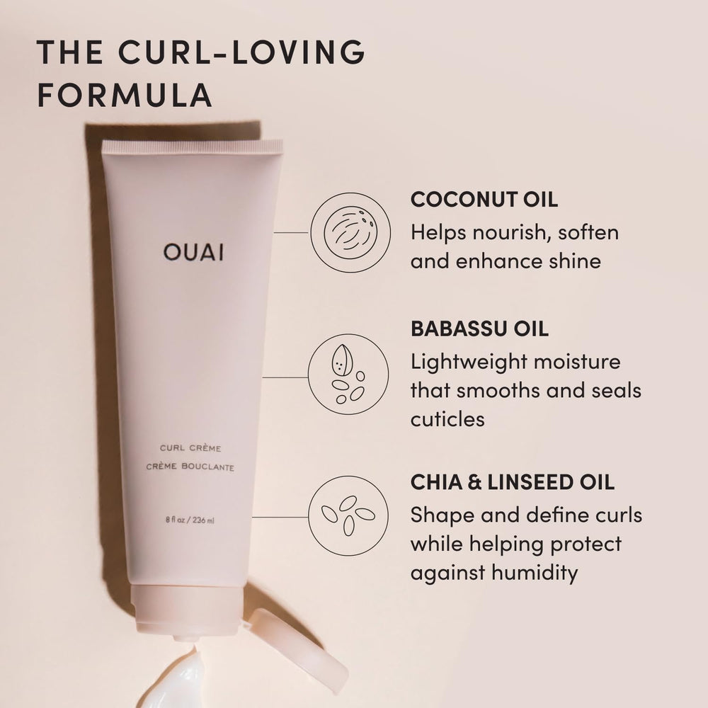 OUAI crema rizos aplicación sobre cabello húmedo para definición inmediata