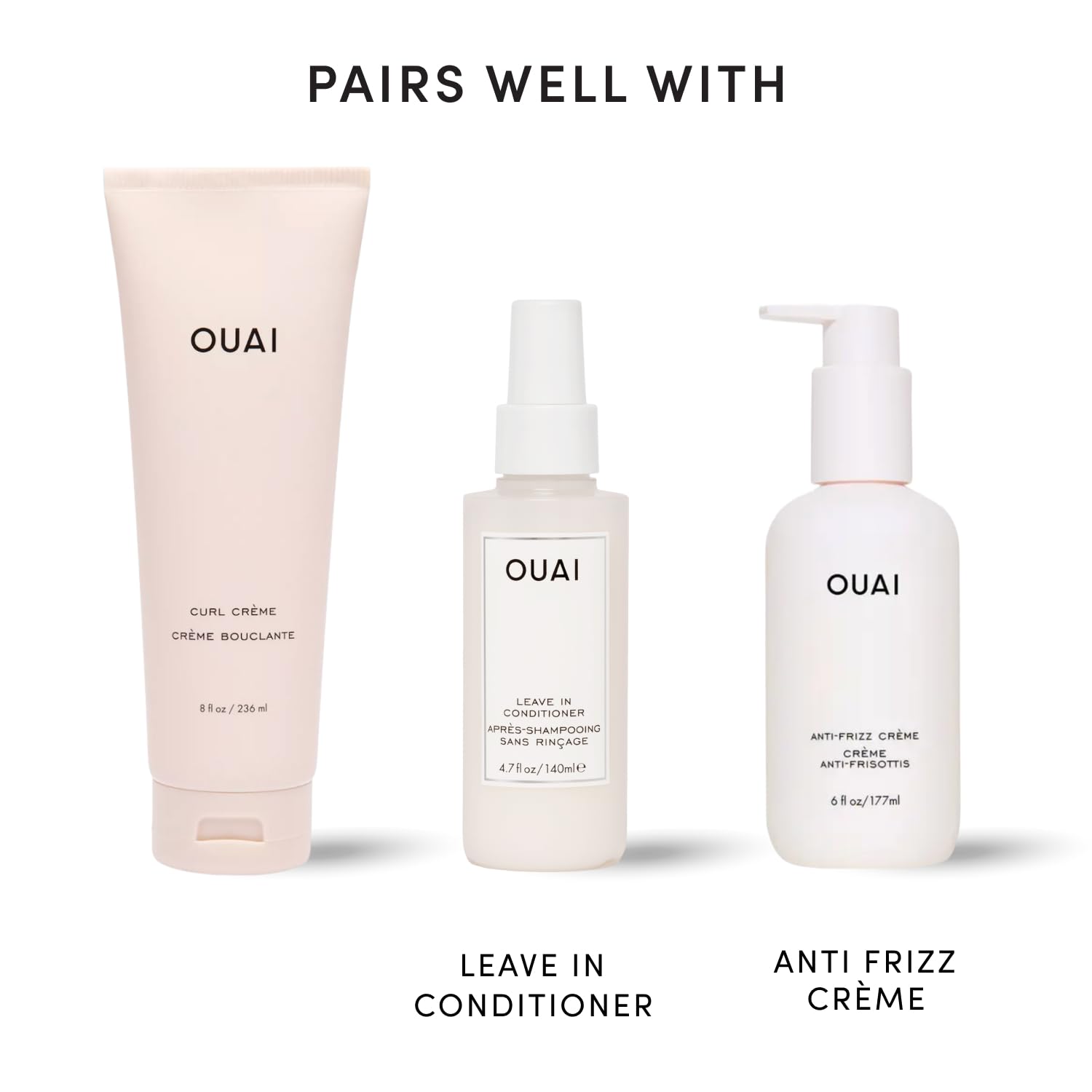 OUAI crema rizos empaque lateral mostrando instrucciones y diseño