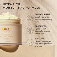 OUAI detalle de etiqueta con ingredientes y beneficio claro