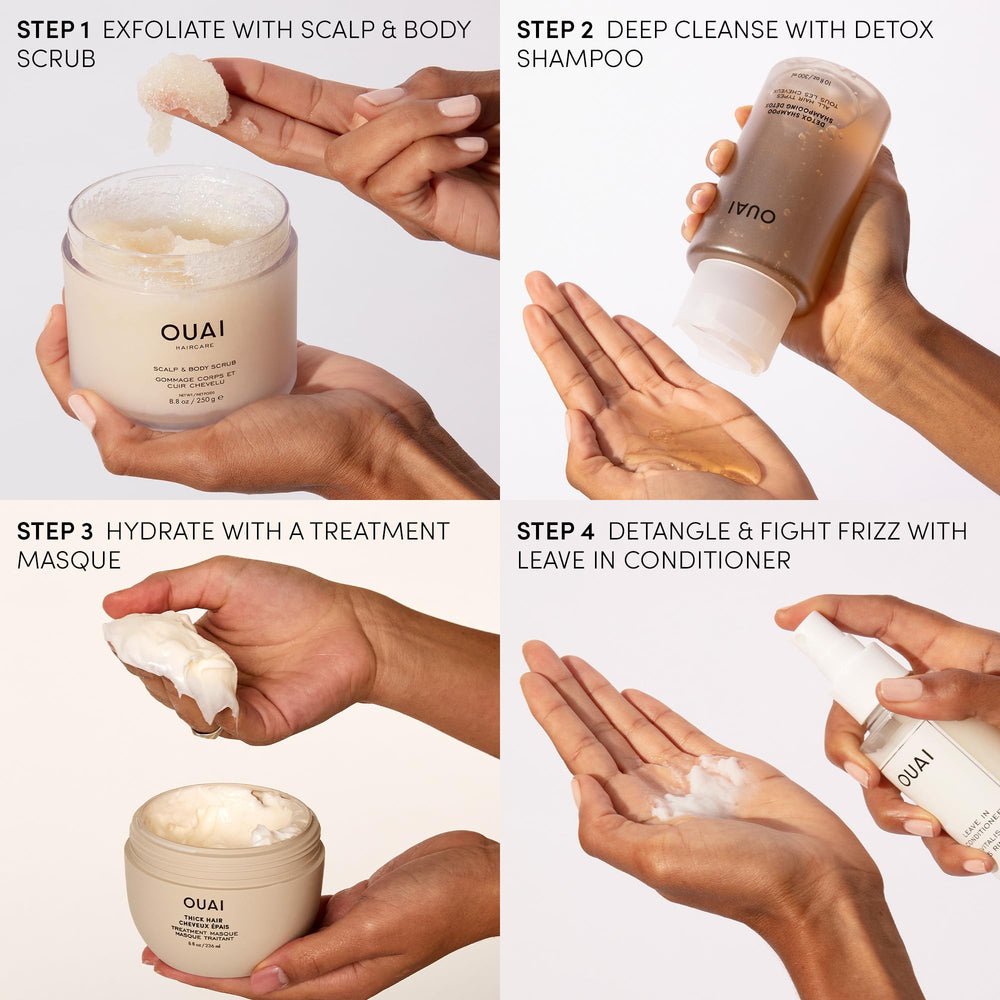 OUAI champú Detox con acondicionador OUAI muestra rutina completa y suavidad