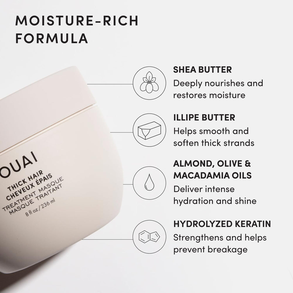 OUAI etiqueta con ingredientes clave que nutren y fortalecen