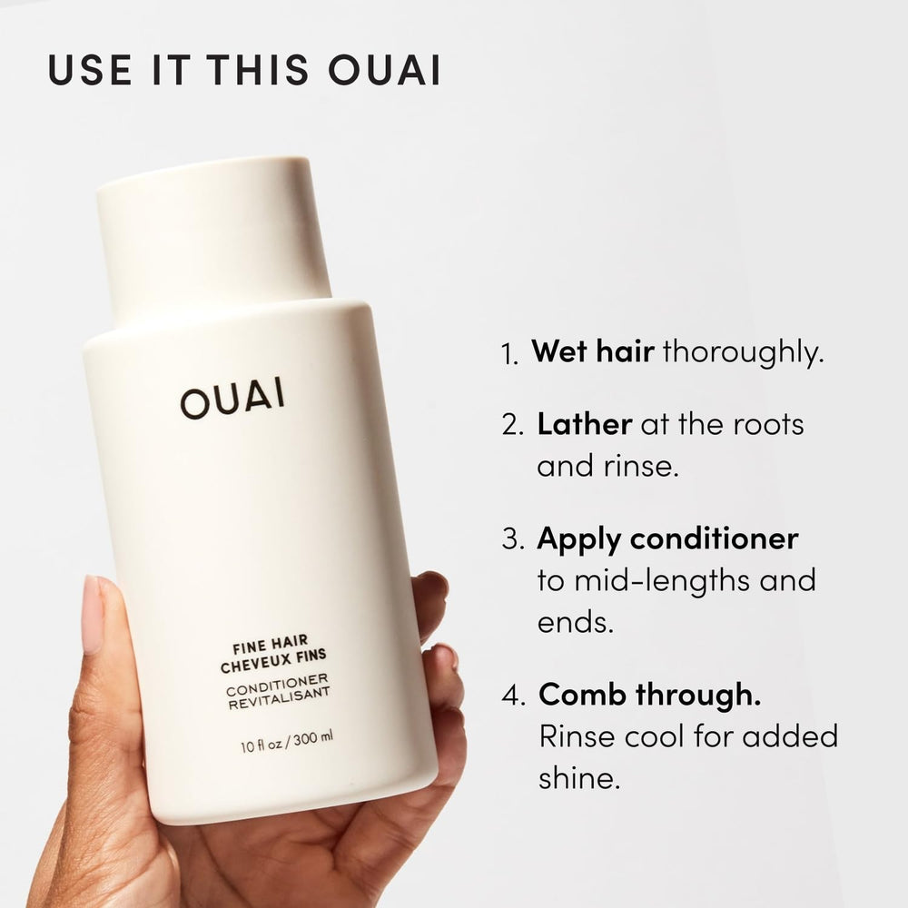 OUAI fine before and after hair photo showing increased volume