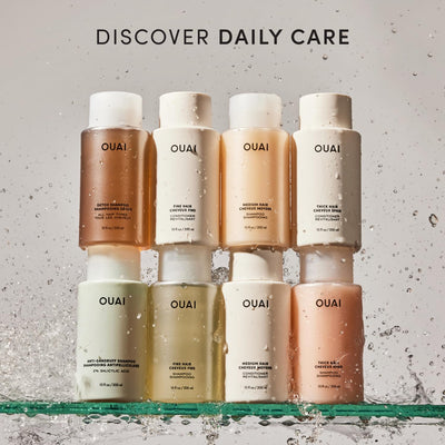 OUAI product styled on bathroom shelf for elevated routine aesthetic