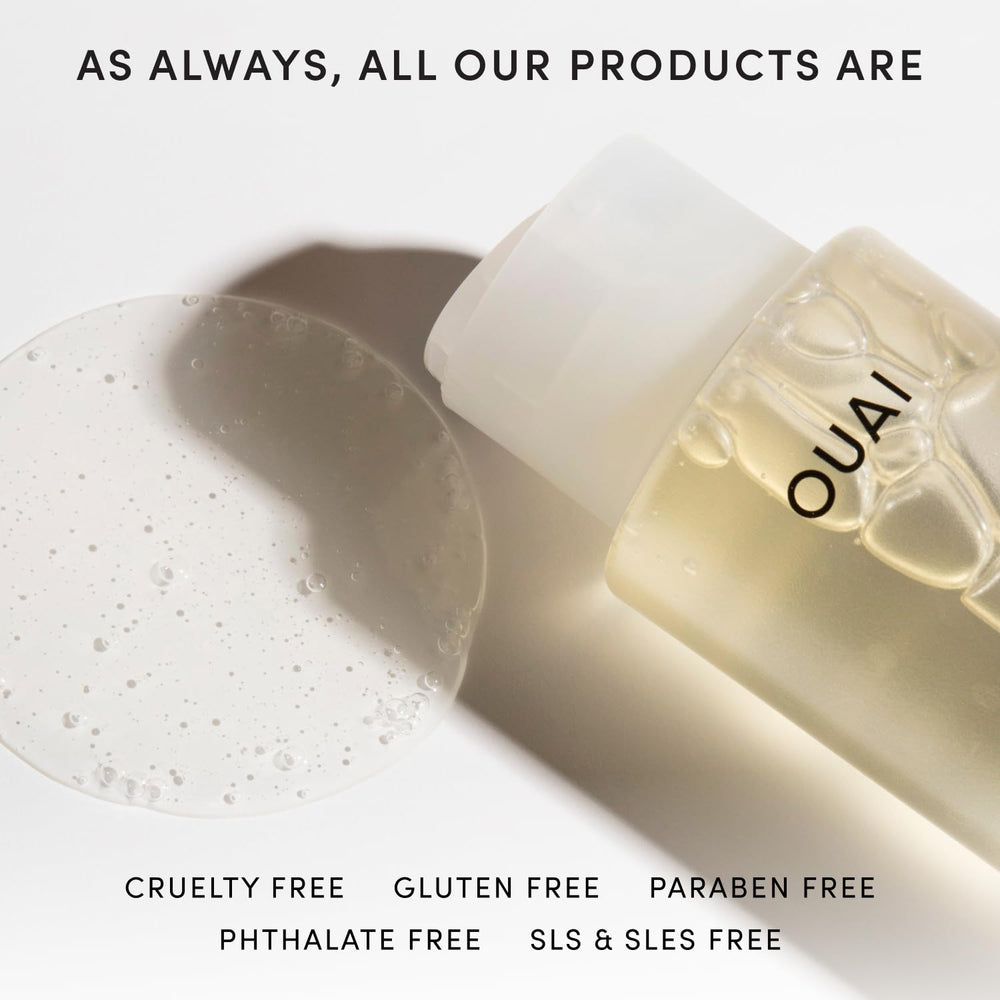 OUAI shampoo paired with Fine Conditioner to lock in volume